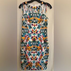 EUC Adrianna Papell tropical cotton dress bright multi-color dress size 6